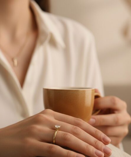 XUPING JEWELRY 14 Ayar Altın Kaplama, Tek Taş Zirkon Taşlı Yüzük