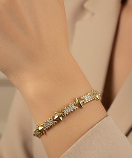 XUPING JEWELRY 14 Ayar Altın Kaplama, Yıldız Zirkon Taşlı Bileklik