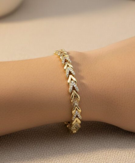 XUPING JEWELRY 14 Ayar Altın Kaplama, Başak İnce zirkon Taşlı Bileklik