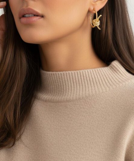 XUPING JEWELRY 14 Ayar Altın Kaplama, Bükme Model Küpe