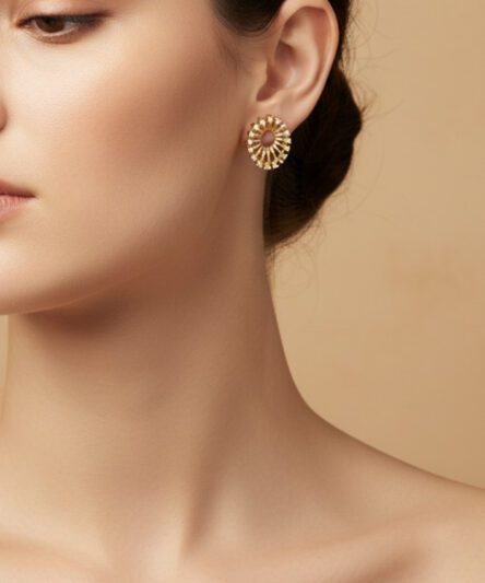 XUPING JEWELRY 14 Ayar Altın Kaplama, Diamond Oval Zirkon Taşlı Küpe