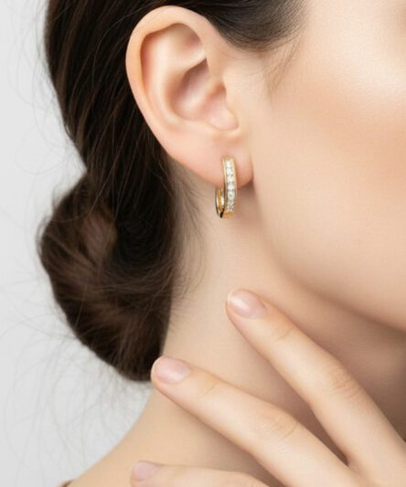 XUPING JEWELRY 14 Ayar Altın Kaplama, Dik Köşe Zirkon Taşlı  Küpe