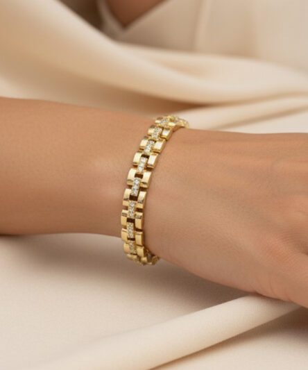 XUPING JEWELRY 14 Ayar Altın Kaplama, Edelya Zirkon Taşlı Bileklik