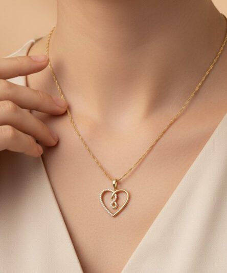 XUPING JEWELRY 14 Ayar Altın Kaplama, Kalpli Sonsuz Zirkon Taşlı Kolye