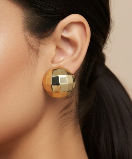 XUPING JEWELRY 14 Ayar Altın Kaplama, Mozaik Yuvarlak Model Küpe