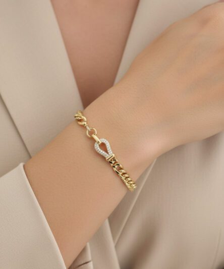 XUPING JEWELRY 14 Ayar Altın Kaplama, Reyna Zirkon Taşlı Bileklik