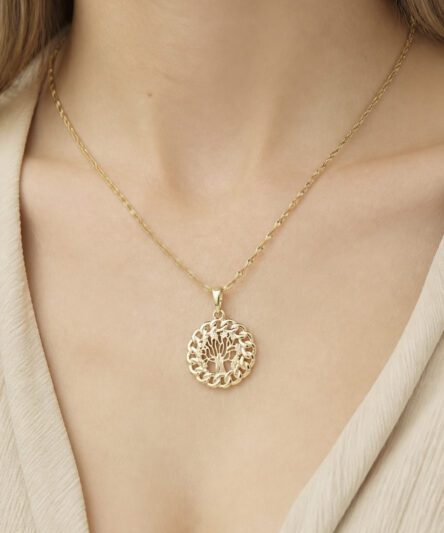 XUPING JEWELRY 14 Ayar Altın Kaplama, Yaşam Ağacı Model Kolye