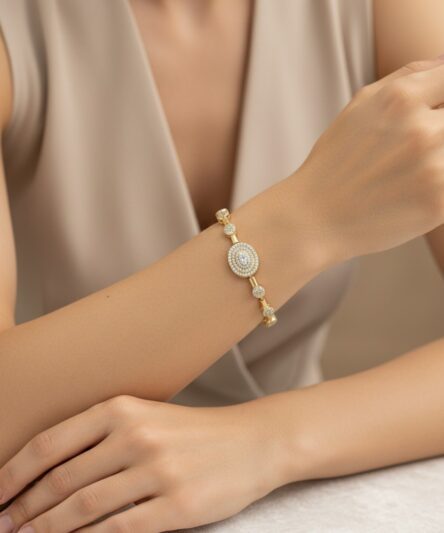 XUPING JEWELRY 14 Ayar Altın Kaplama, Lumina Zirkon Taşlı Bileklik
