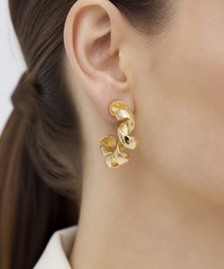 XUPING JEWELRY 14 Ayar Altın Kaplama, Örgü Halka Model Küpe