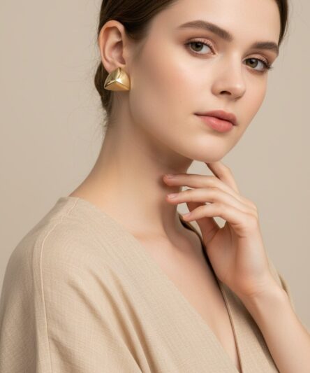 XUPING JEWELRY 14 Ayar Altın Kaplama, Piramit Model Küpe