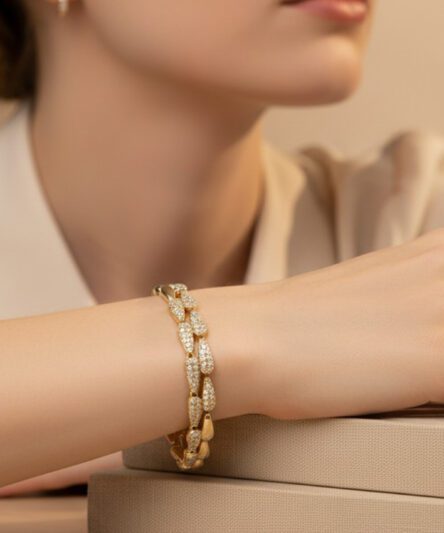XUPING JEWELRY 14 Ayar Altın Kaplama, Chandra Zirkon Taşlı Bileklik