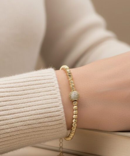 XUPING JEWELRY 14 Ayar Altın Kaplama, Dorika Ortası Yuvarlak Zirkon Taşlı Bileklik