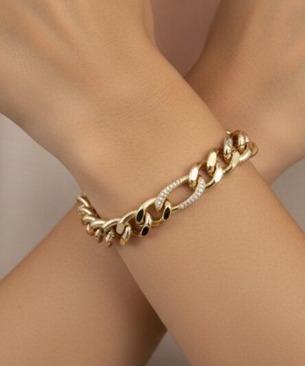 XUPING JEWELRY 14 Ayar Altın Kaplama, Gordes Zirkon Taşlı Bileklik