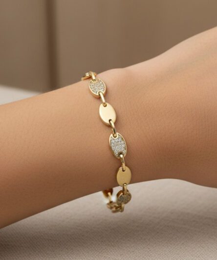XUPING JEWELRY 14 Ayar Altın Kaplama, Oval Zirkon Taşlı Bileklik