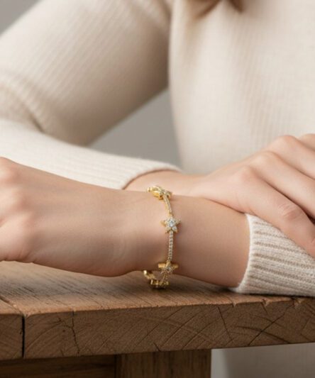 XUPING JEWELRY 14 Ayar Altın Kaplama, Yıldız Zirkon Taşlı Bileklik