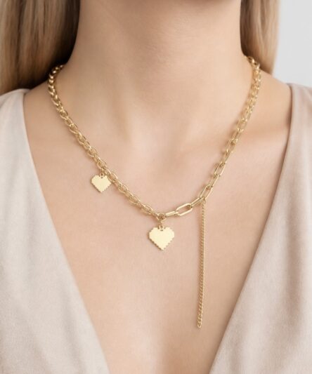 XUPING JEWELRY 14 Ayar Altın Kaplama, Zincir Kalp Model Kolye