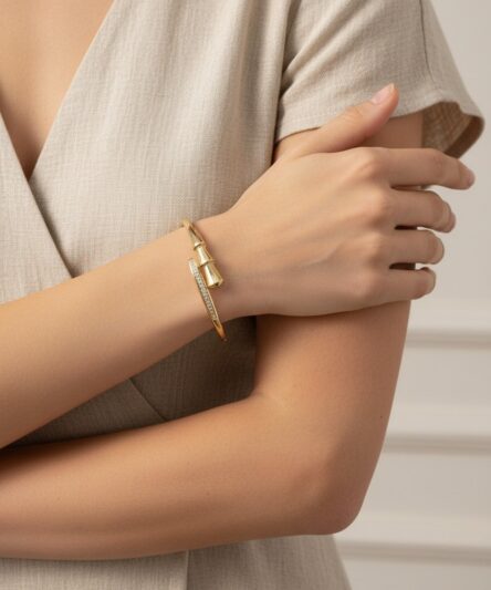 XUPING JEWELRY 14 Ayar Altın Kaplama, Midellie Zirkon Taşlı Kelepçe