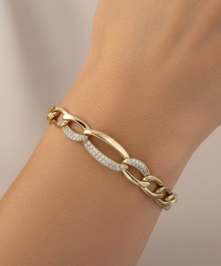 XUPING JEWELRY 14 Ayar Altın Kaplama, Liben zirkon taşlı Bileklik