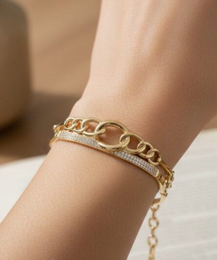 XUPING JEWELRY 14 Ayar Altın Kaplama, Taç Model Zirkon Taşlı bileklik