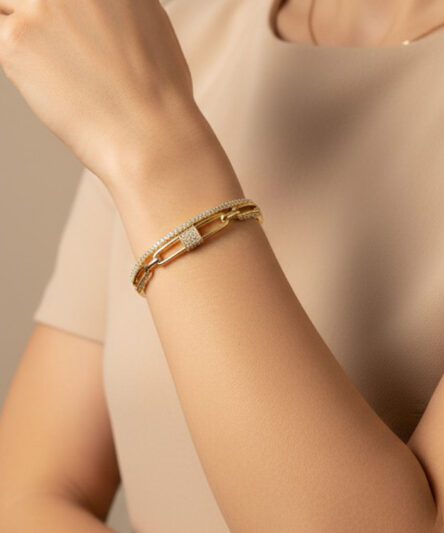 XUPING JEWELRY 14 Ayar Altın Kaplama, Amora Zirkon Taşlı Kelepçe