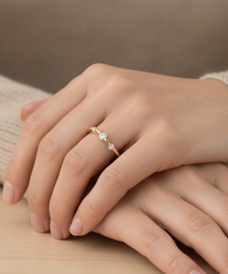 XUPING JEWELRY 14 Ayar Altın Kaplama, Asimetrik Damla Zirkon Taşlı Yüzük
