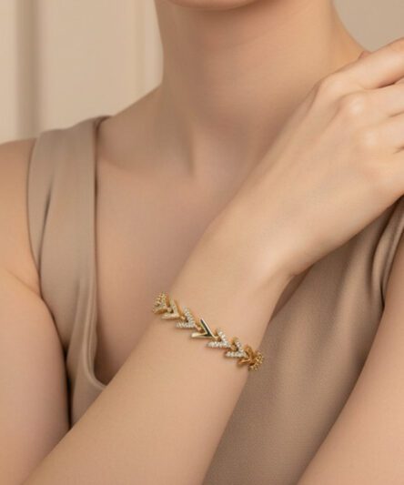 XUPING JEWELRY 14 Ayar Altın Kaplama, Balık Sırtı Zirkon Taşlı Bileklik