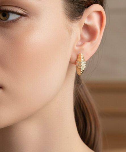 XUPING JEWELRY 14 Ayar Altın Kaplama, Bies Zirkon Taşlı Küpe