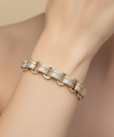 XUPING JEWELRY 14 Ayar Altın Kaplama, Halat Model Zirkon Taşlı Bileklik