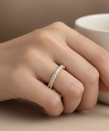 XUPING JEWELRY 14 Ayar Altın Kaplama, Kare Taşlı Tambur Zirkon Taşlı Yüzük