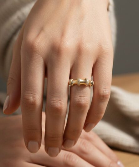 XUPING JEWELRY 14 Ayar Altın Kaplama, Kemik Model Zirkon Taşlı Yüzük