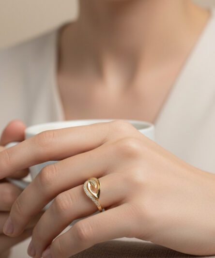 XUPING JEWELRY 14 Ayar Altın Kaplama, Olivera Zirkon Taşlı Yüzük