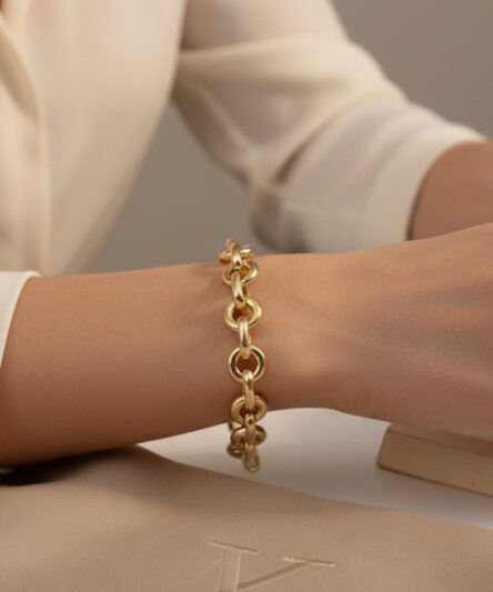 XUPING JEWELRY 14 Ayar Altın Kaplama, Silindir Halka Model Bileklik