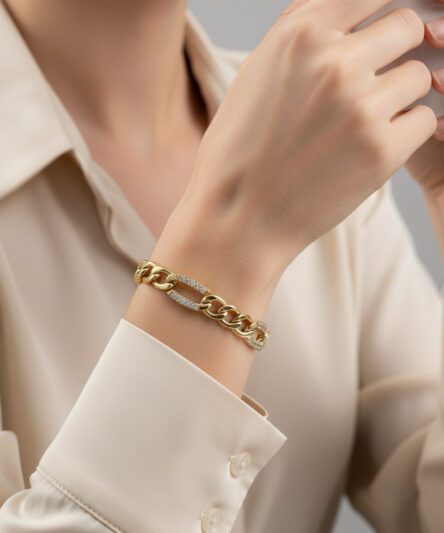 XUPING JEWELRY 14 Ayar Altın Kaplama, Halka Gurmet Zirkon Taşlı Bileklik
