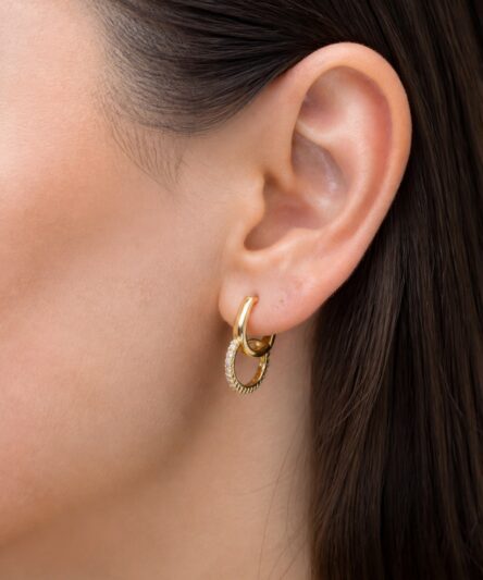 XUPING JEWELRY 14 Ayar Altın Kaplama, Sallantılı Çember Zirkon Taşlı Küpe