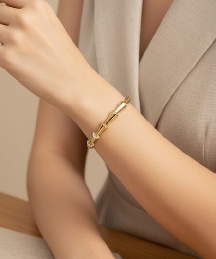 XUPING JEWELRY 14 Ayar Altın Kaplama, Timsah Sırtı Zirkon Taşlı Kelepçe