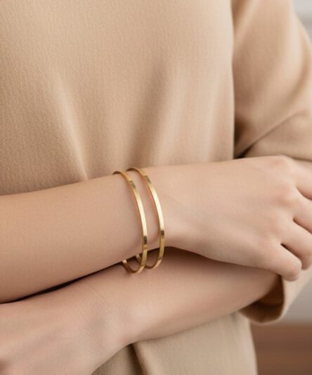 XUPING JEWELRY 14 Ayar Altın Kaplama, Düz Ajda Bilezik