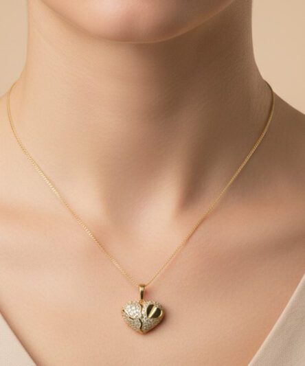 Stil İncisi/Xupıng Jewelry 14 Ayar Altın Kaplama, Kalpli Zirkon Taşlı Kolye