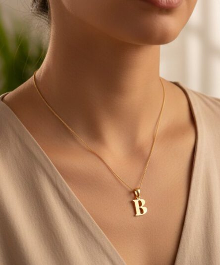 Stil İncisi/Xupıng Jewelry  14 Ayar Altın Kaplama, B Harfi Taşsız Kolye