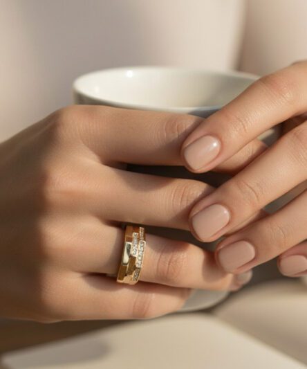 XUPING JEWELRY 14 Ayar Altın Kaplama, Cipher Zirkon Taşlı Yüzük
