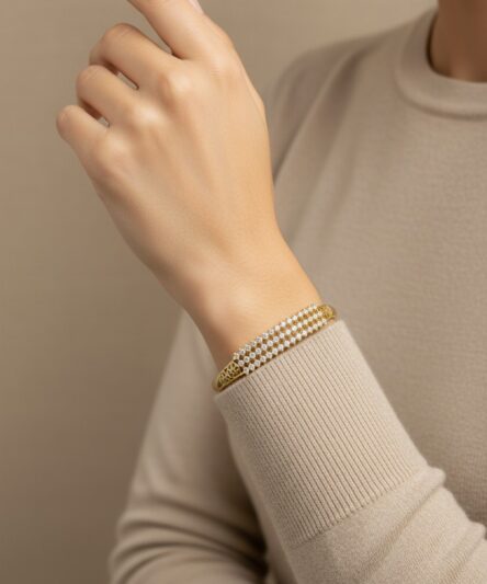 Stil İncisi/Xupıng Jewelry 14 Ayar Altın Kaplama, Elegent Zirkon Taşlı Model Kelepçe
