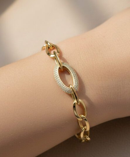 Stil İncisi/Xupıng Jewelry 14 Ayar Altın Kaplama, Hallow Model Zirkon Taşlı Bileklik