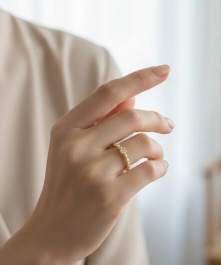 XUPING JEWELRY 14 Ayar Altın Kaplama, Nokta Zirkon Taşlı Yüzük