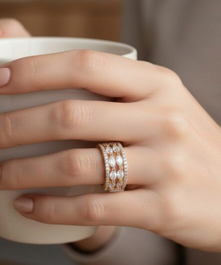 XUPING JEWELRY 14 Ayar Altın Kaplama, Petra Zirkon Taşlı Yüzük