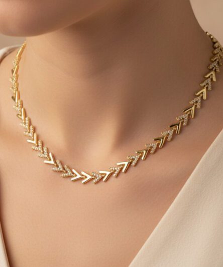 Stil İncisi/Xupıng Jewelry  14 Ayar Altın Kaplama, Üçgen Zirkon Taşlı Kolye