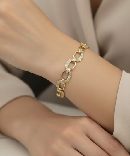 Stil İncisi/Xupıng Jewelry 14 Ayar Altın Kaplama, Şimal Zirkon Taşlı Bileklik