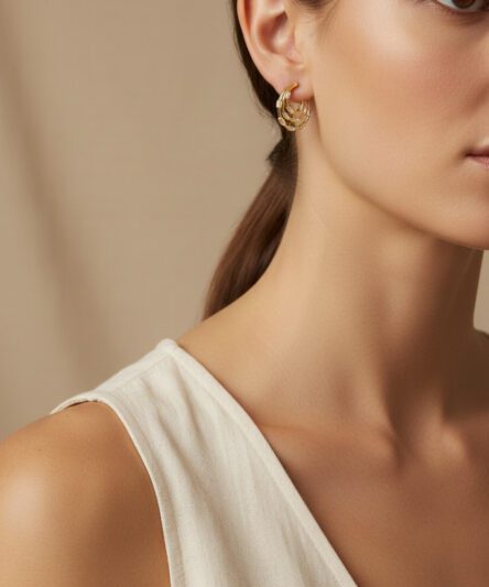XUPING JEWELRY 14 Ayar Altın Kaplama, Ayışığı Zirkon Taşlı Küpe