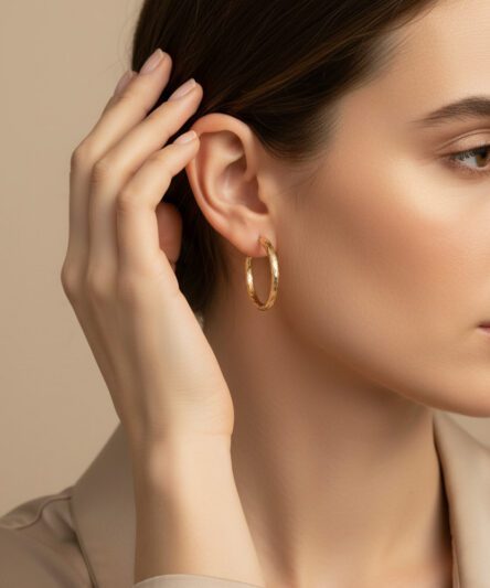XUPING JEWELRY 14 Ayar Altın Kaplama, Dalgalı Halka Model Küpe