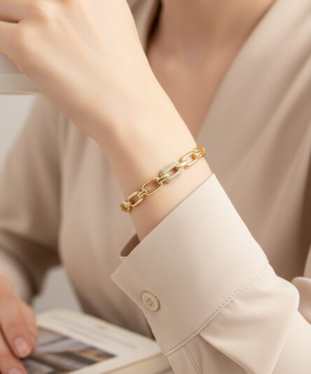 Stil İncisi/Xupıng Jewelry 14 Ayar Altın Kaplama, Geçmeli Model Kelepçe