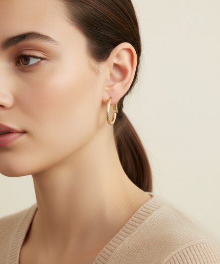 XUPING JEWELRY 14 Ayar Altın Kaplama, Minimal Halka Küpe