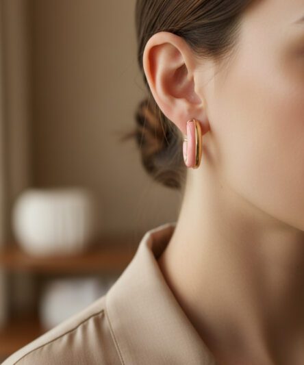 XUPING JEWELRY 14 Ayar Altın Kaplama, Halka Pembe Küpe